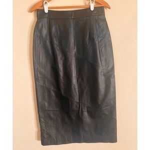 Vintage 90’s Chia Black Leather Pencil Skirt with Tags